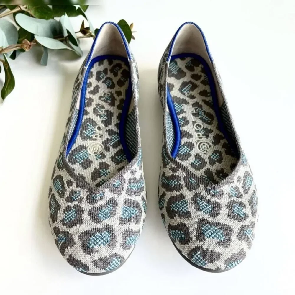 ROTHY'S Gray & Blue Leopard Print Flats | Size 7 | Retired - Picture 5 of 13